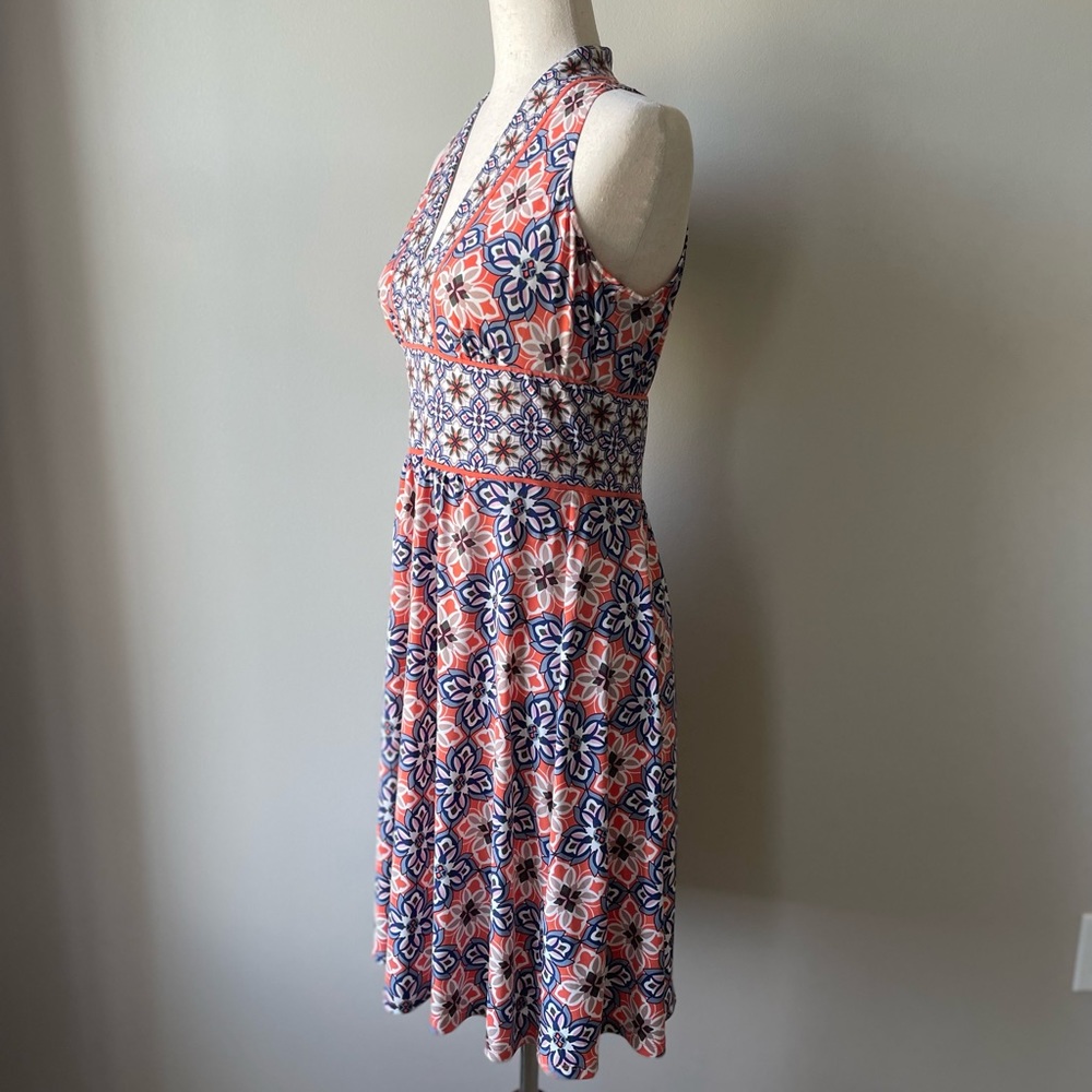 Wisp | Ryenne Jersey Knee-Length Dress | Orange Multicolor | Size 4 Petite - Picture 2 of 5